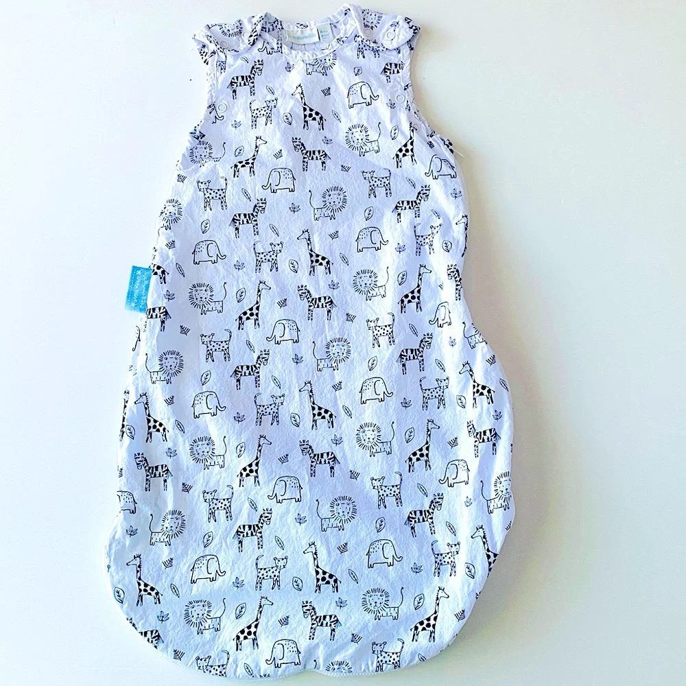 JoJo Maman Bebe Sleep Bag 0-6 months White Animal Print Cotton Summer
